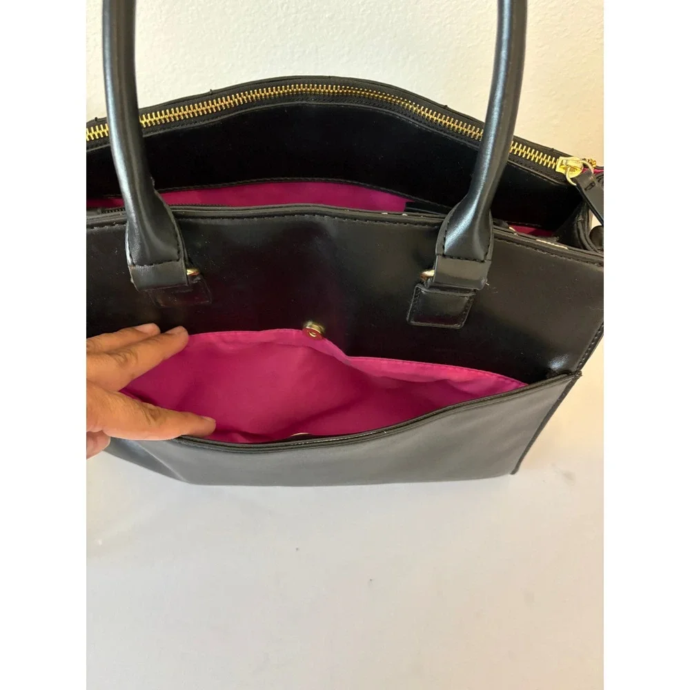 Nicole by Nicole Miller New York Black Quilted Satchel Crossbody Bag Minimalist
